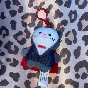 gray + red vampire cat plush keychain